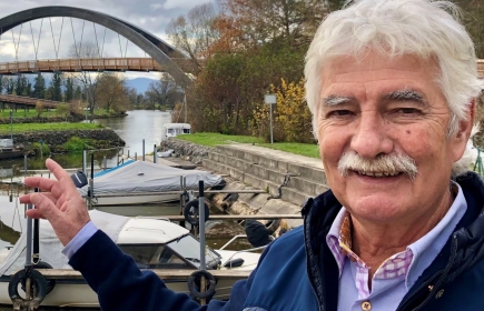 Blaise Matthey, Governor im Jahr 2020, vor der frisch renovierten Rotary-Brücke